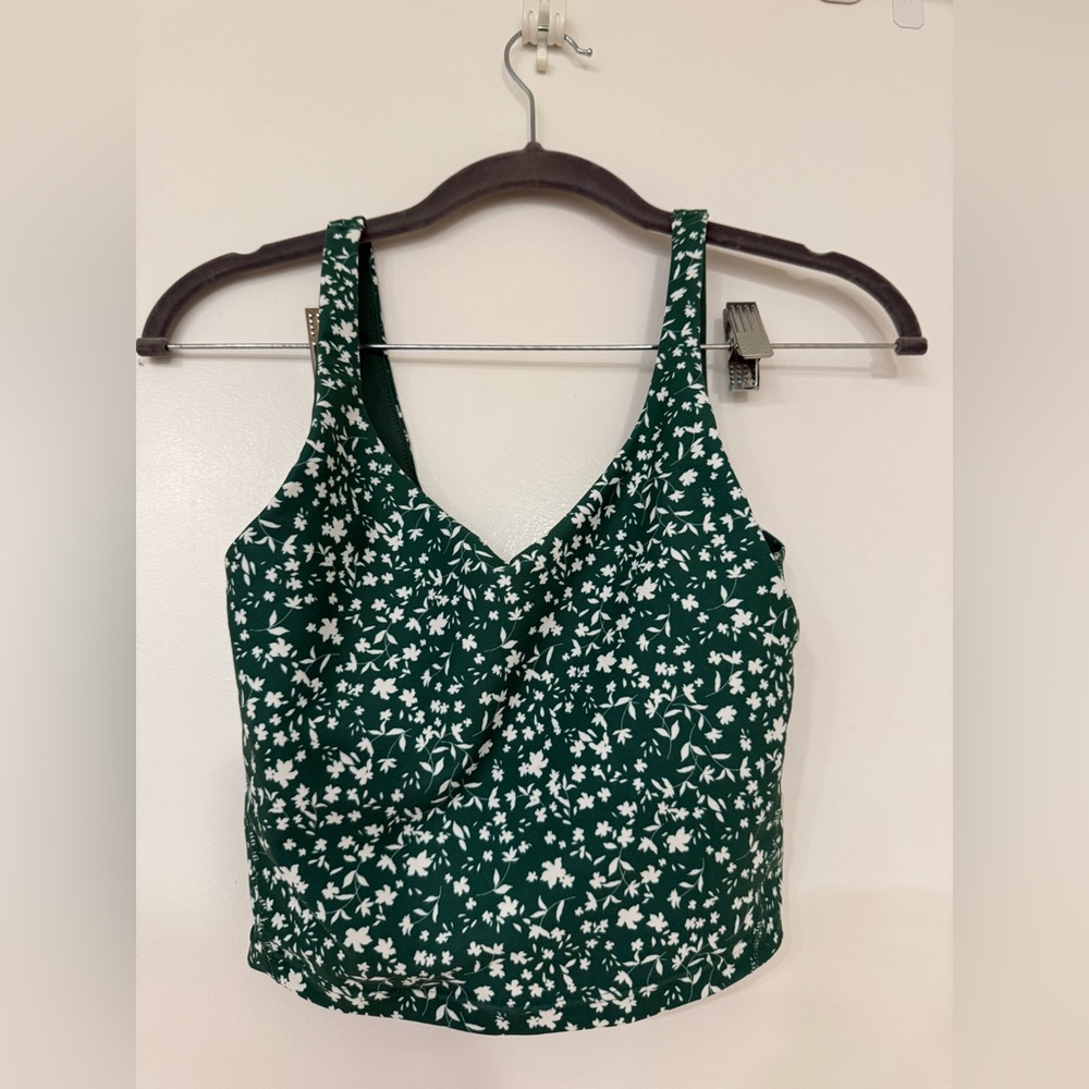 Old Navy Green Floral Workout Tank Top
